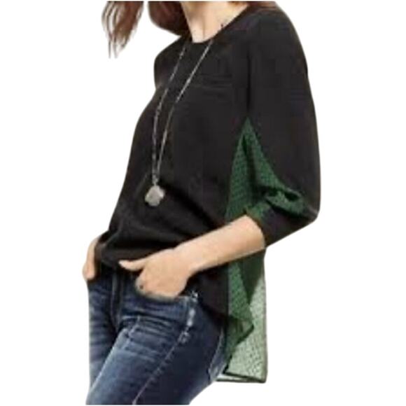 Cabi Get Together Sweater Women M | Black Knit & Green Sheer Polka Dot Back - Picture 1 of 6